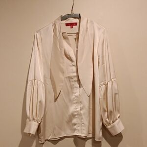 Silky Cream Tie-Neck Blouse - Elegant Women’s Top